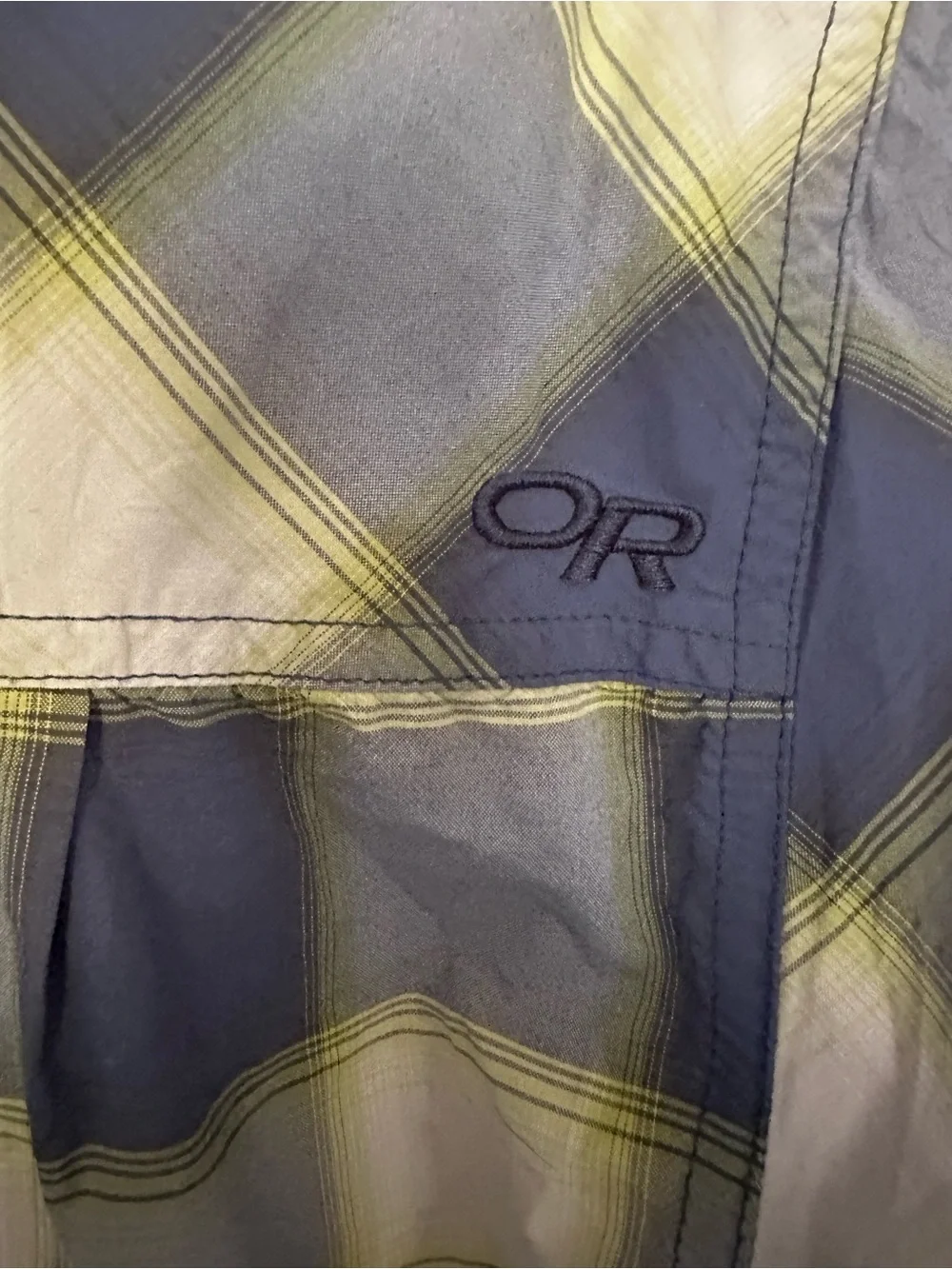 Outdoor Research Growler Shirt Blue Yellow Plaid Size Medium